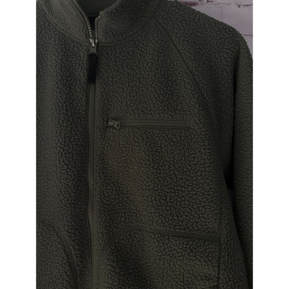 EVERLANE Men's Renew Zip Up Fleece Jacket Small Olive Green Teddy S - Picture 4 of 11